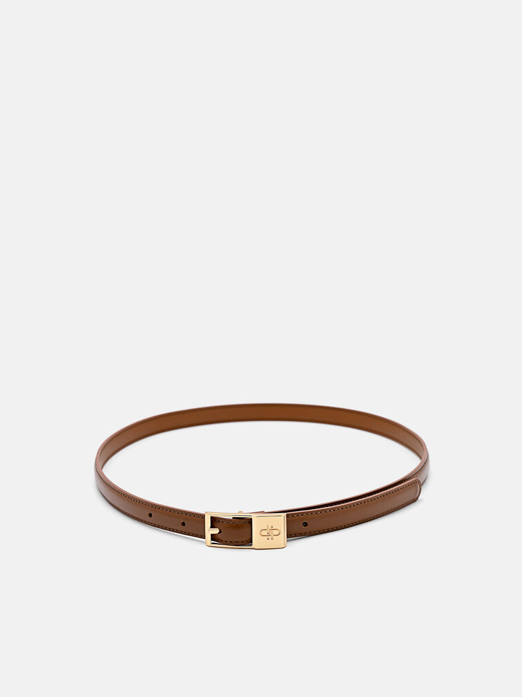 Leather Pin Belt, Cognac
