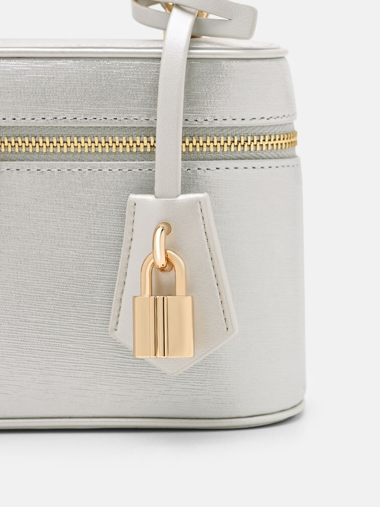 Ari Leather Shoulder Bag, Silver