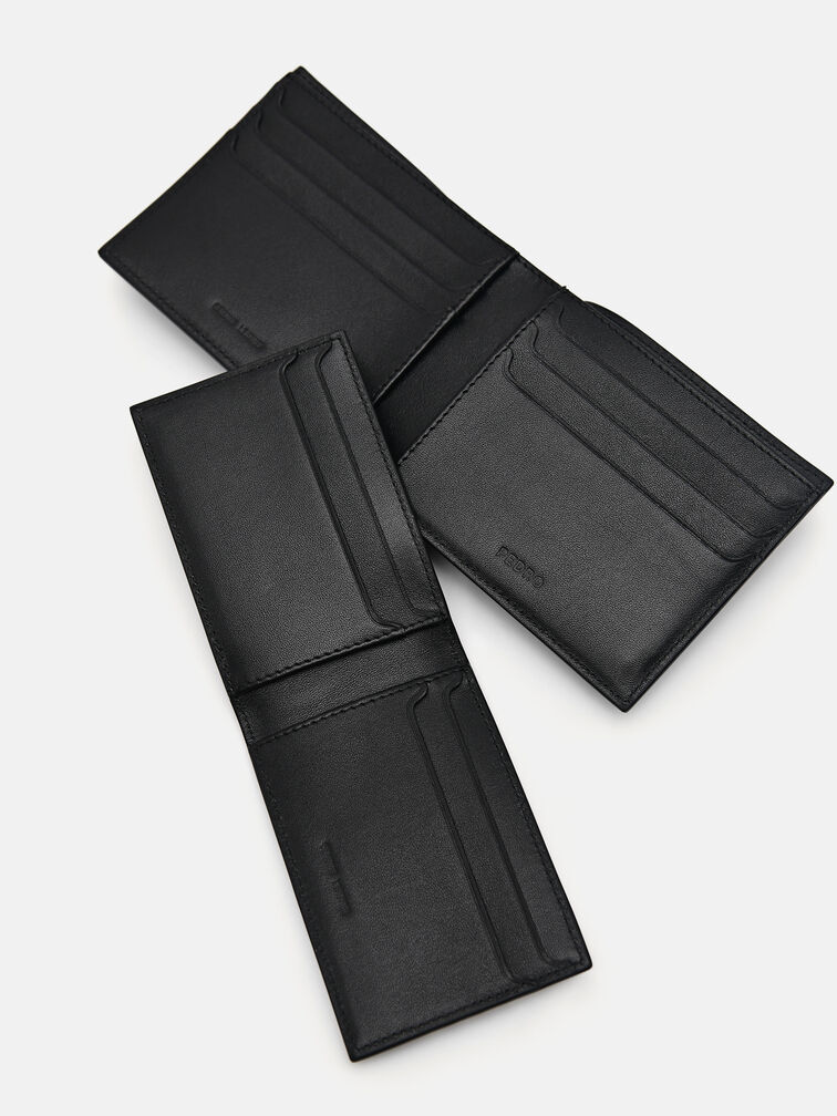 Leather Bi-Fold Wallet with Insert, Black