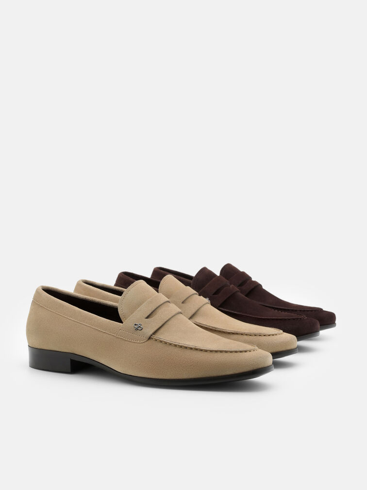 Suede Penny Loafers, Sand