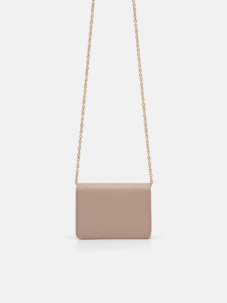 Leather Bi-Fold Card Holder, Nude