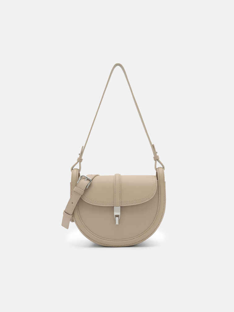 Hitch Leather Shoulder Bag, Light Taupe
