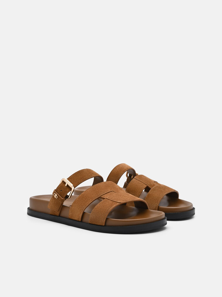 Iza Suede Sandals, Cognac