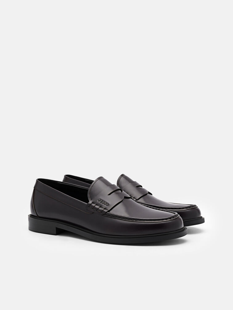 Kieran Leather Penny Loafers, Mahogany