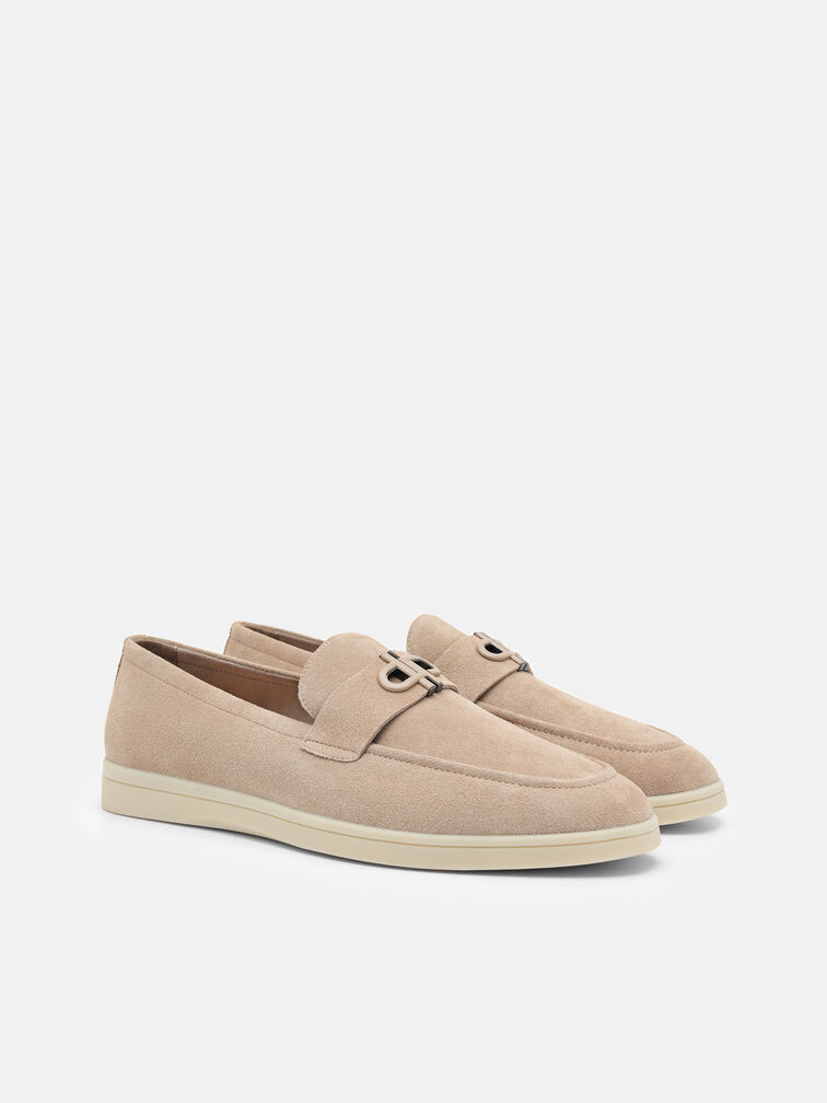 Suede Loafers, Taupe