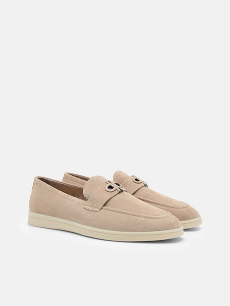 Suede Loafers, Taupe