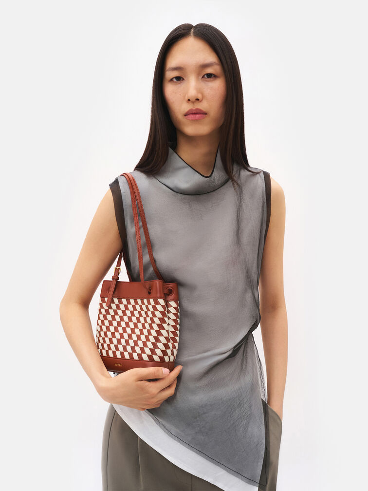 Loli Woven Bucket Bag, Multi Weave