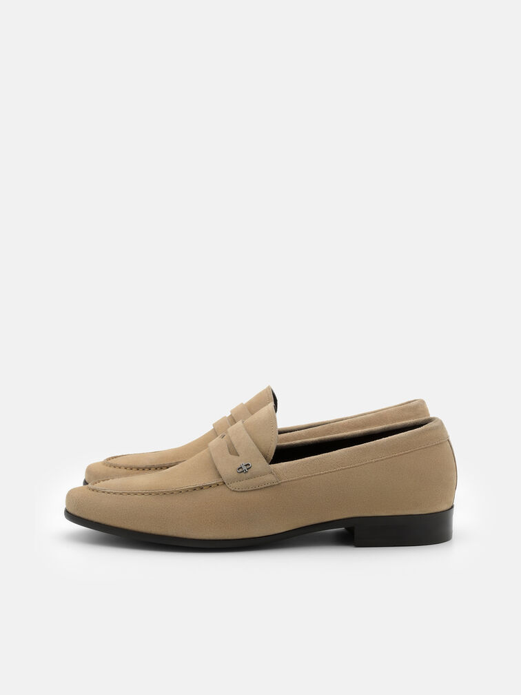 Suede Penny Loafers, Sand