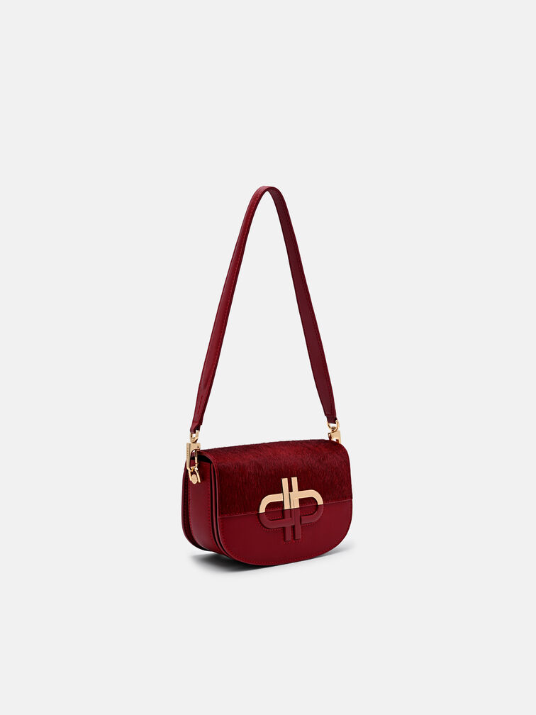 Duet Ponyhair Shoulder Bag, Red Pony
