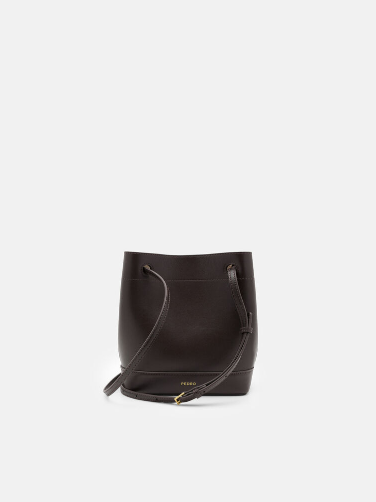 Loli Leather Bucket Bag, Dark Brown