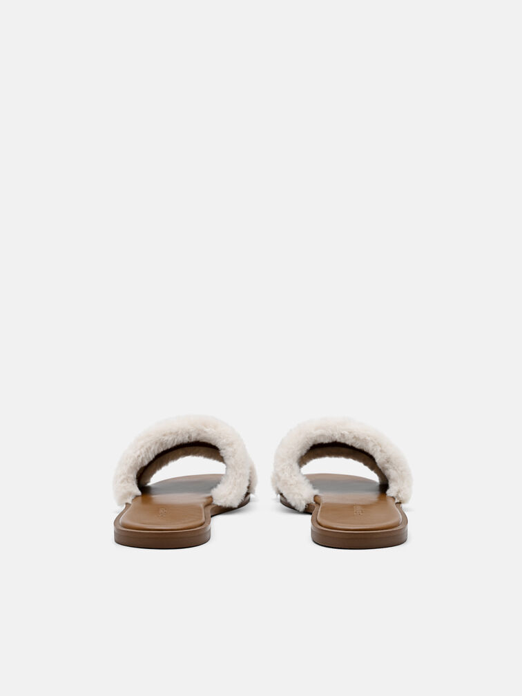 Suede Slide Sandals, Cognac
