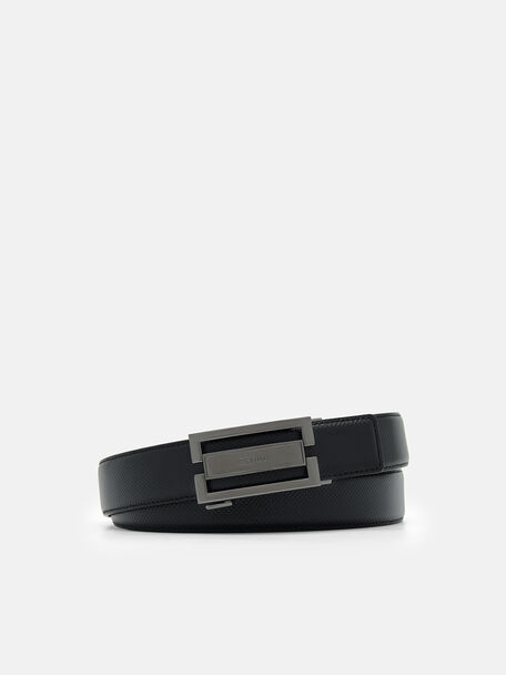 Embossed Leather Automatic Belt, Black