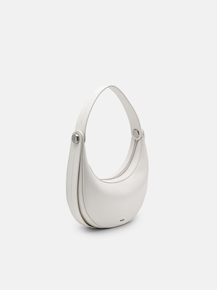 Leather Shoulder Bag, Chalk