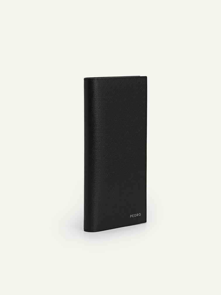 Full-Grain Long Leather Wallet, Black