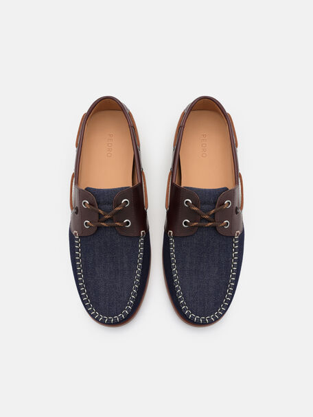 Denim Boat Shoes, Navy Denim