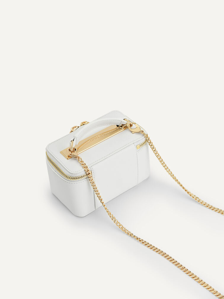 Ari Leather Mini Vanity Case, White