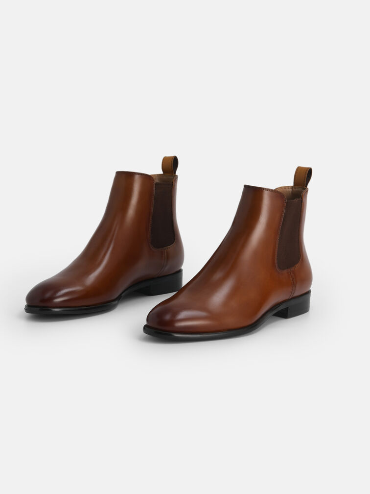 Meg Leather Chelsea Boots, Cognac