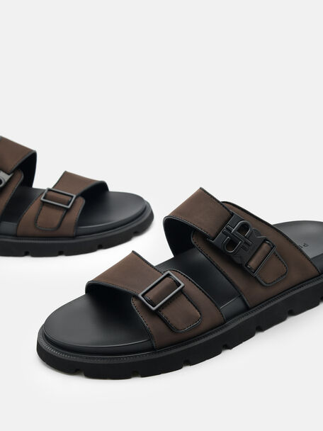 Slide Sandals, Dark Brown
