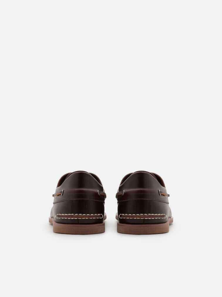 Marcos Leather Boat Shoes, Dark Brown Burnish