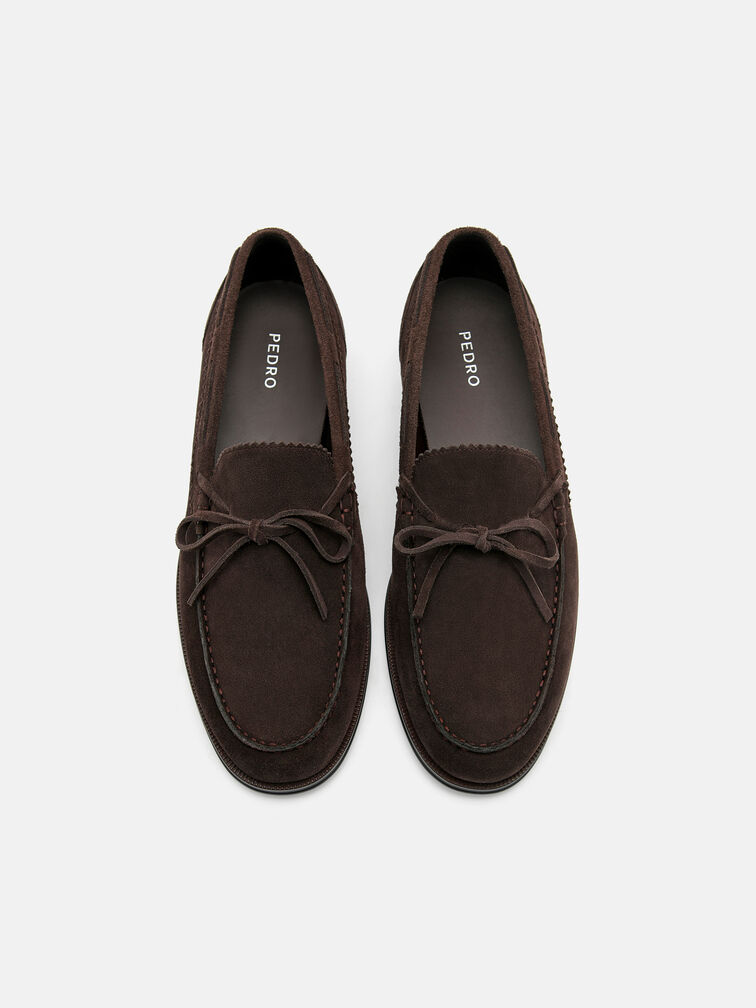 Leather Bow Loafers, Dark Brown