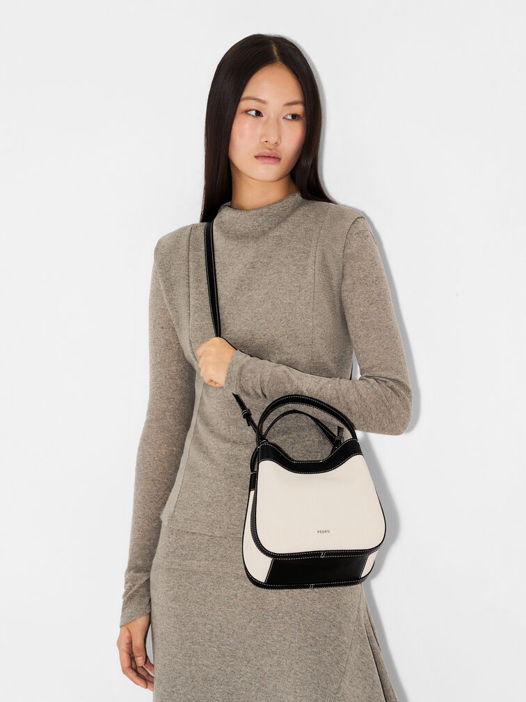 Dana Canvas Bucket Bag, Black Canvas