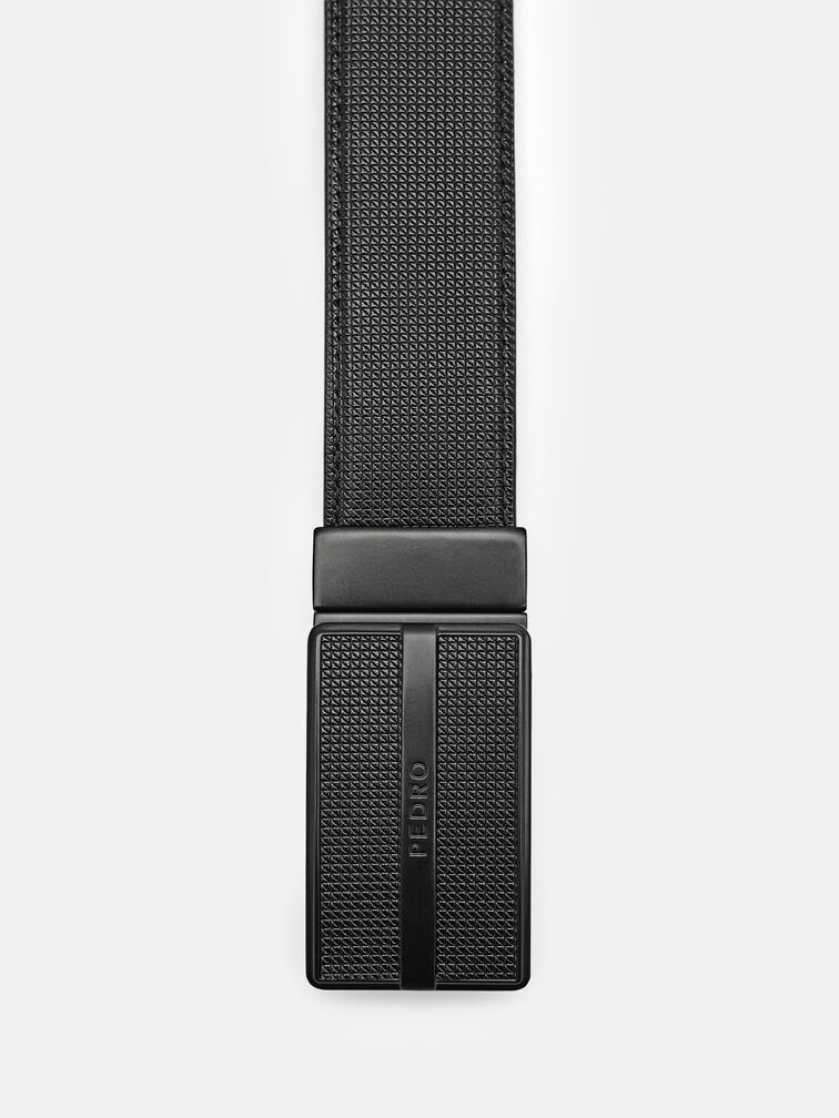 Reversible Leather Tang Belt, Black