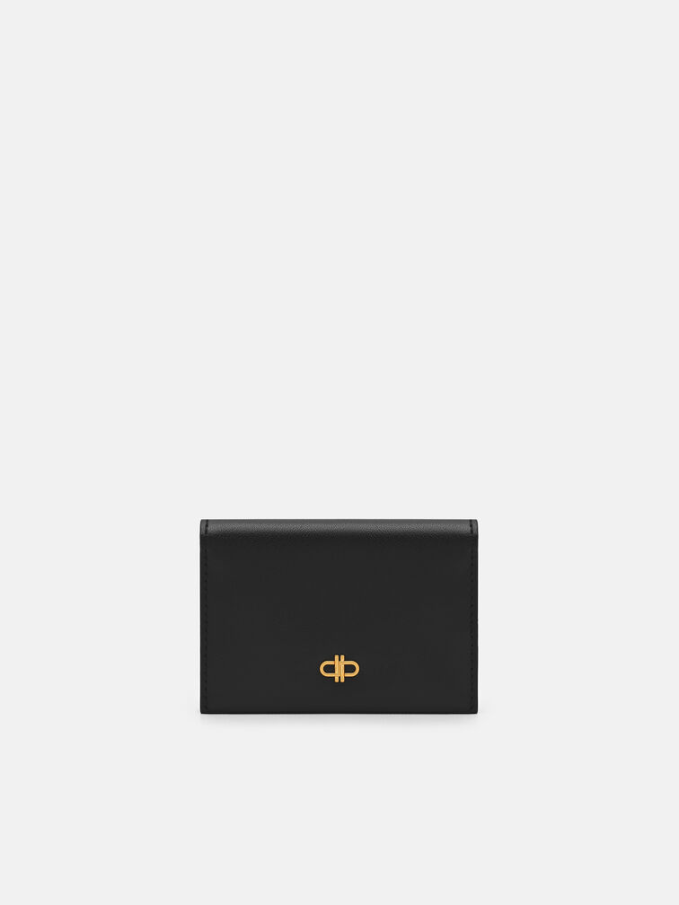 Leather Bi-Fold Card Holder, Black