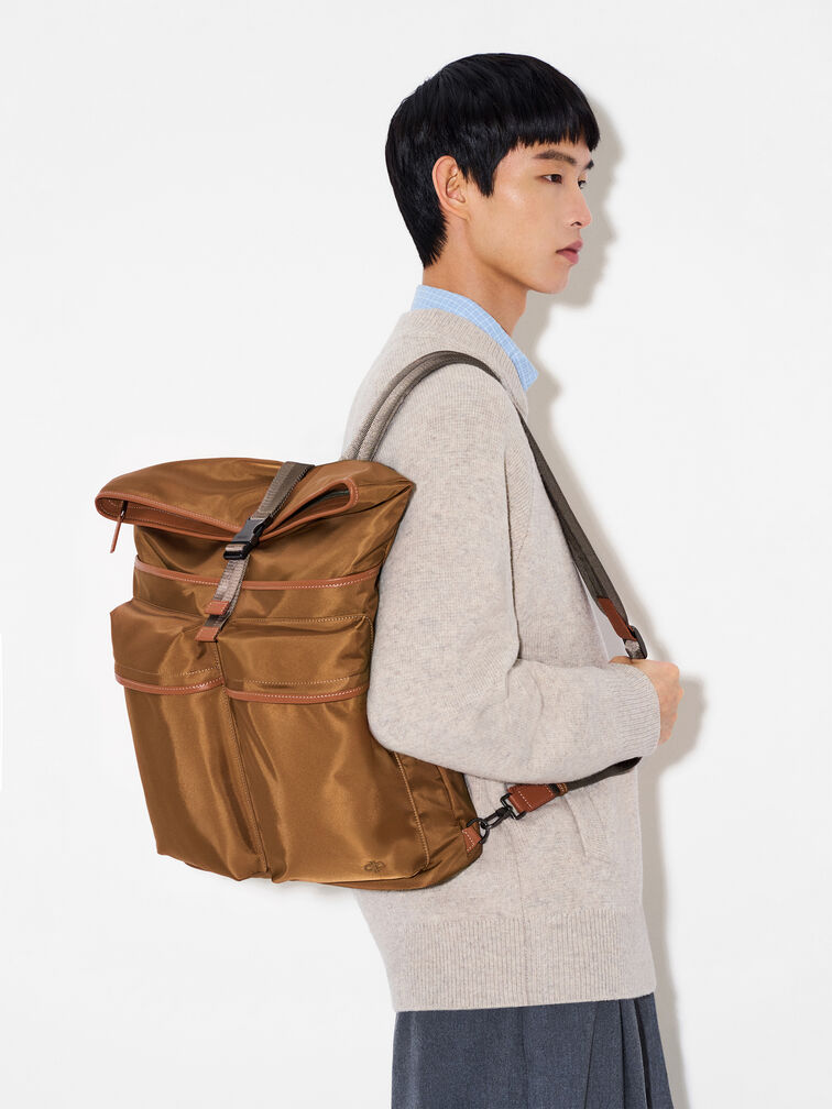 Woven Backpack, Cognac