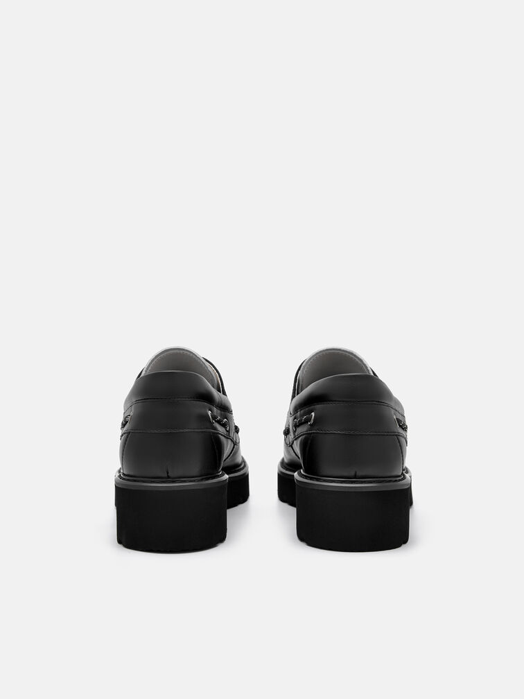 Zoya Leather Boat Shoes, Black
