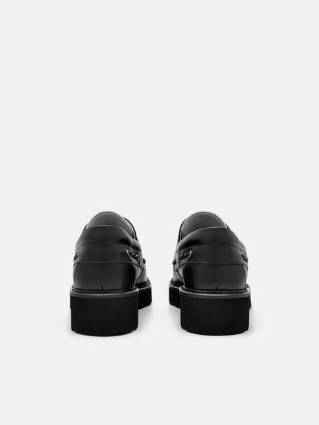 Zoya Leather Boat Shoes, Black