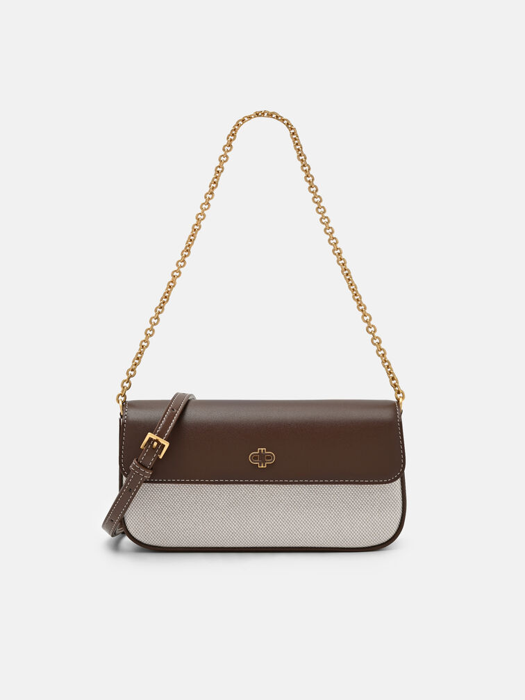 Chainlink Canvas Sling Pouch, Dark Brown Canvas
