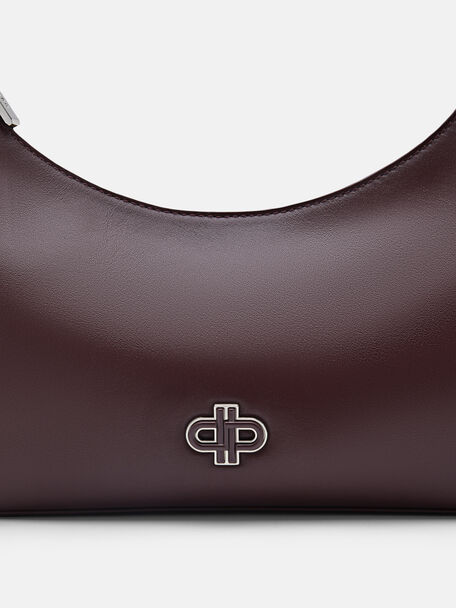 Leather Hobo Bag, Wine