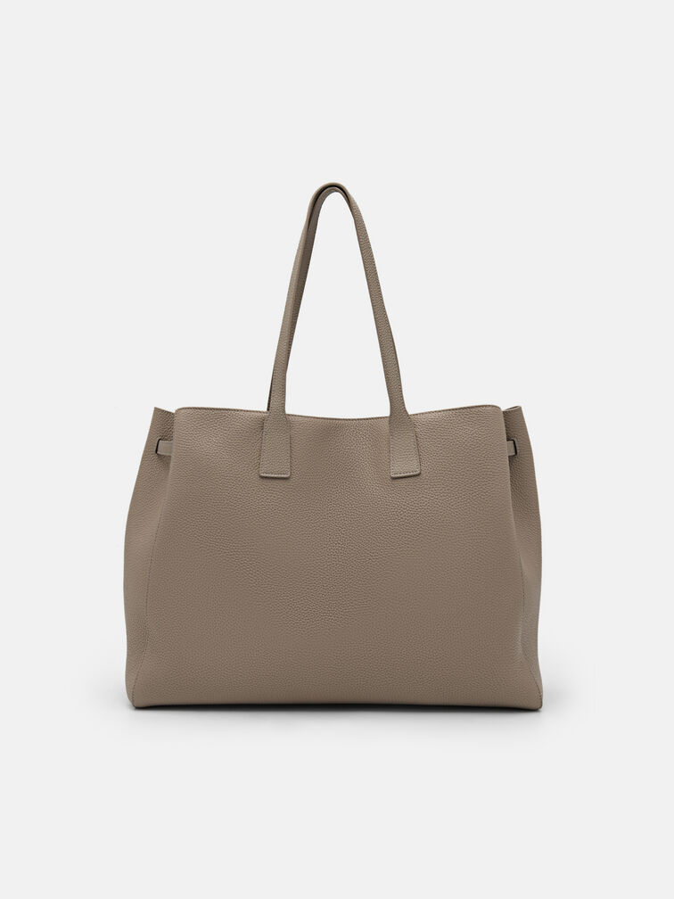 Demi Oversized Leather Tote Bag, Taupe