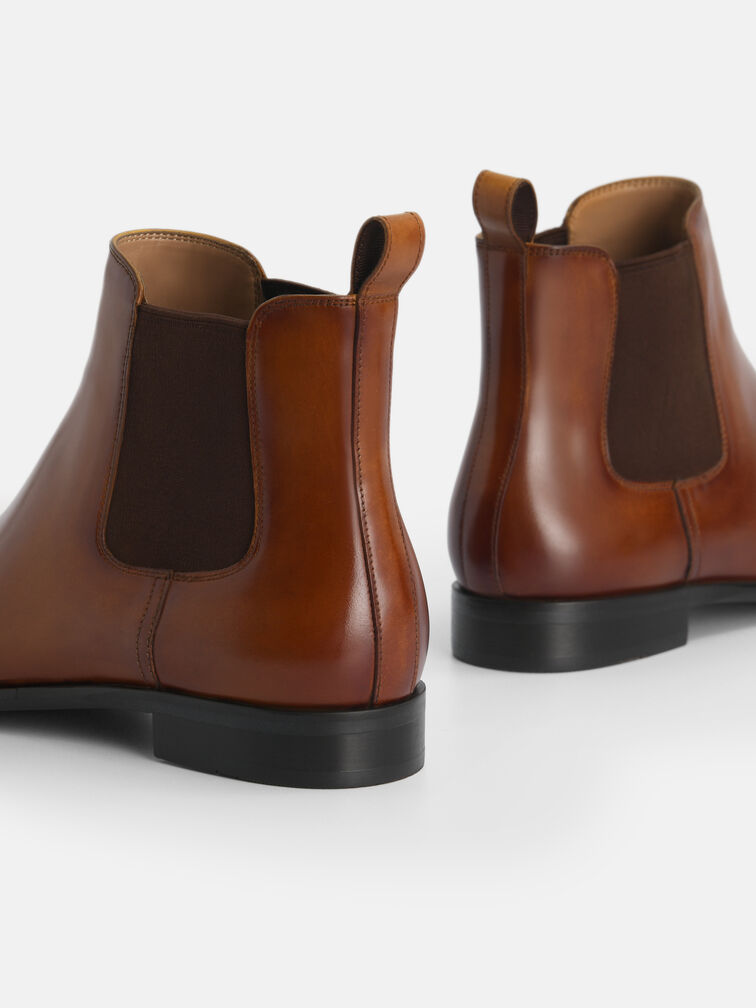 Meg Leather Chelsea Boots, Cognac