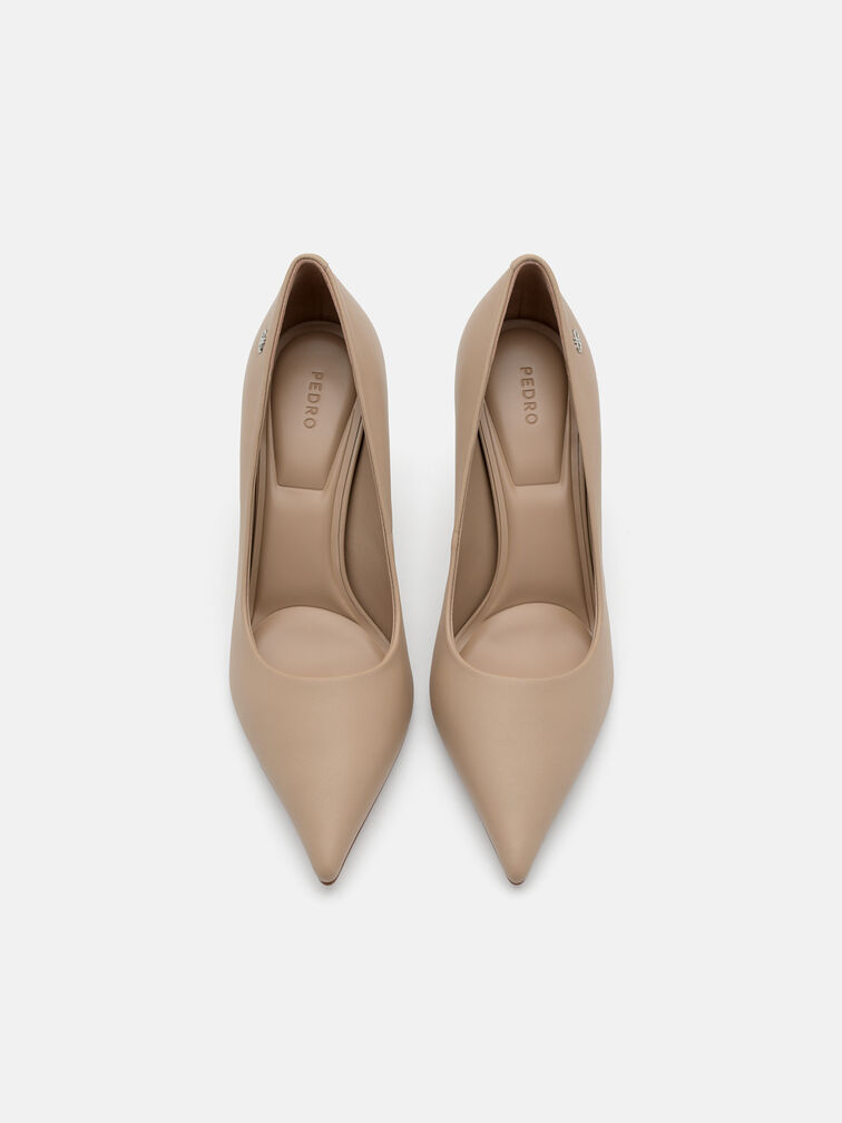 Leather Heel Pumps, Taupe