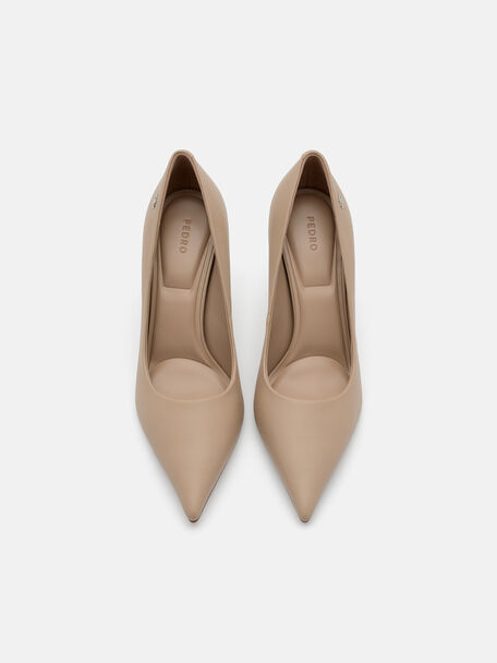 Leather Heel Pumps, Taupe