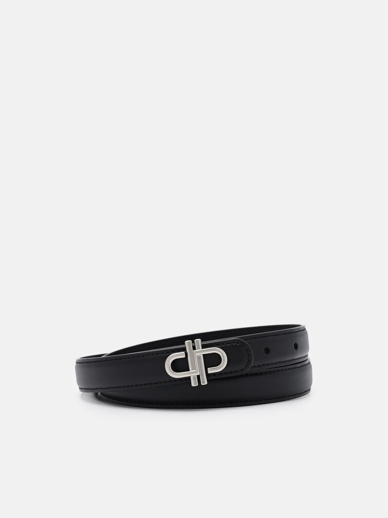 Leather Tang Belt, Black