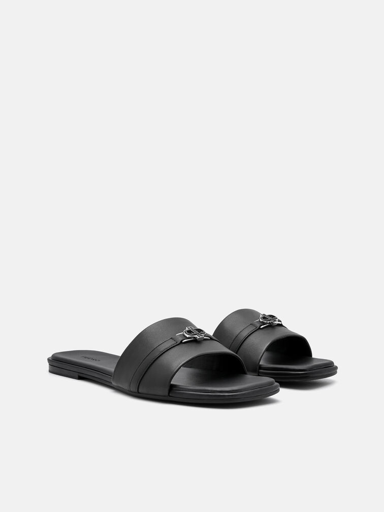 Leather Sandals, Black