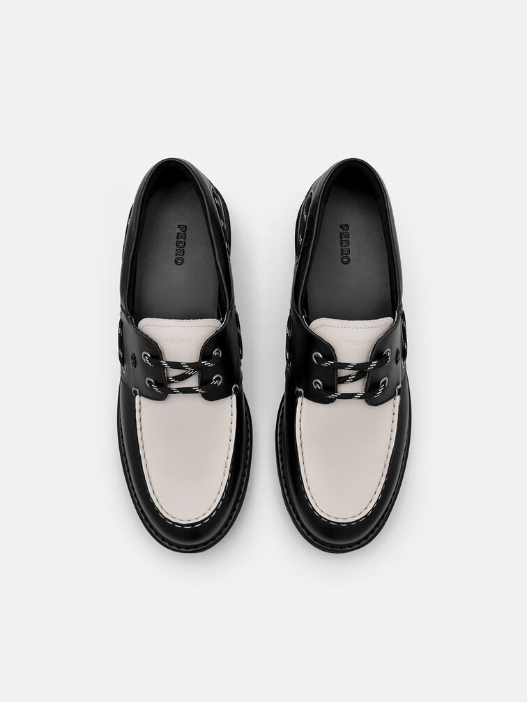 Zoya Leather Boat Shoes, Black