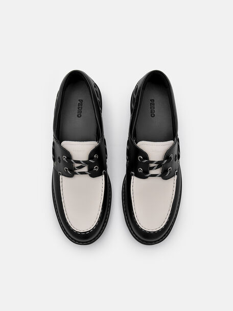 Zoya Leather Boat Shoes, Black