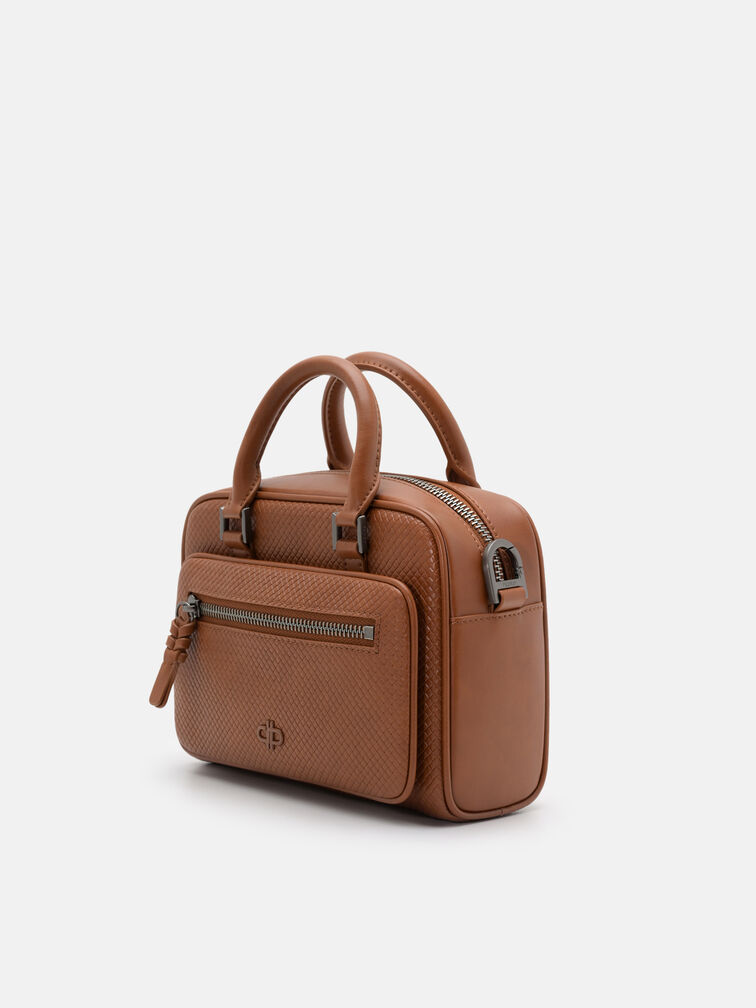 Crosby Crossbody Bag, Cognac Embossed