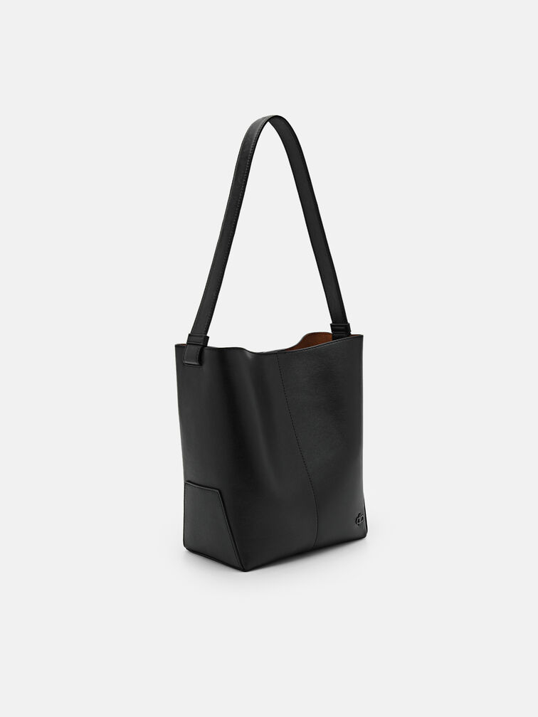 Leather Hobo Bag, Black