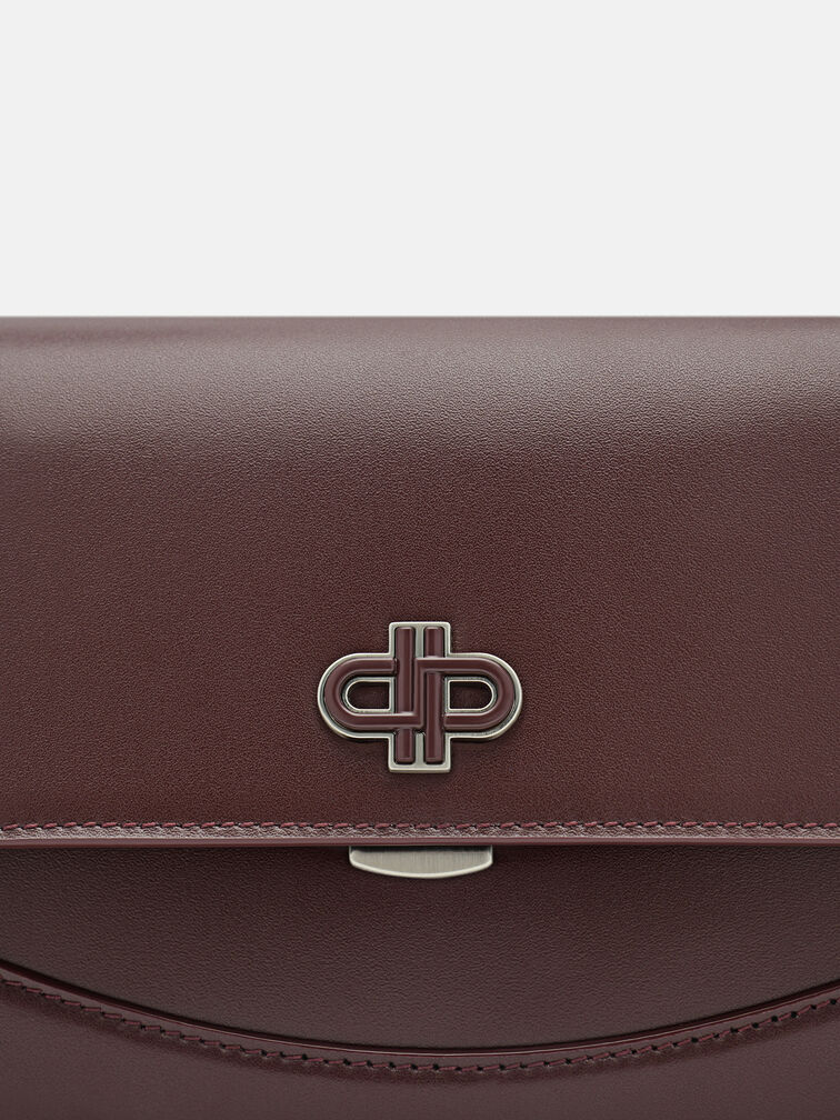 Leather Shoulder Bag, Wine