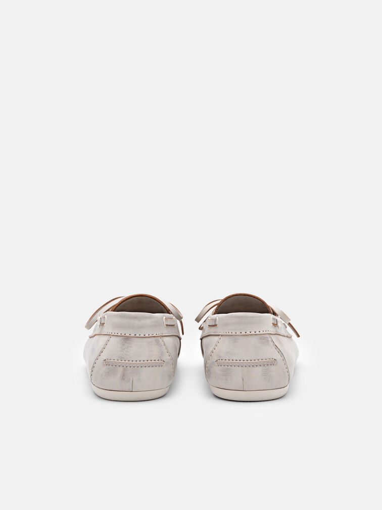 Dee Leather Boat Shoes, Chalk