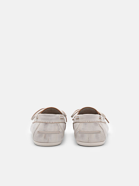 Dee Leather Boat Shoes, Chalk