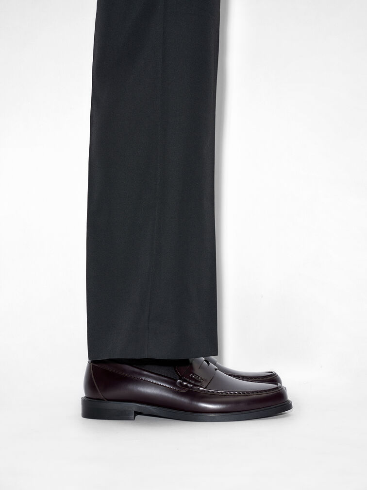 Kieran Leather Penny Loafers, Mahogany