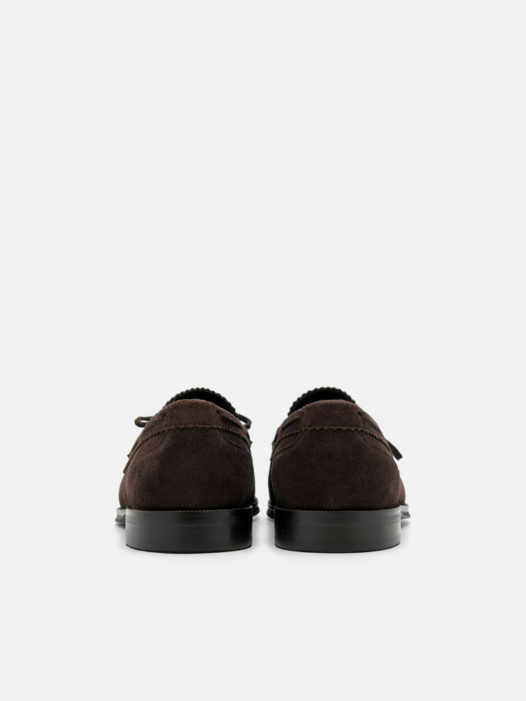 Leather Bow Loafers, Dark Brown
