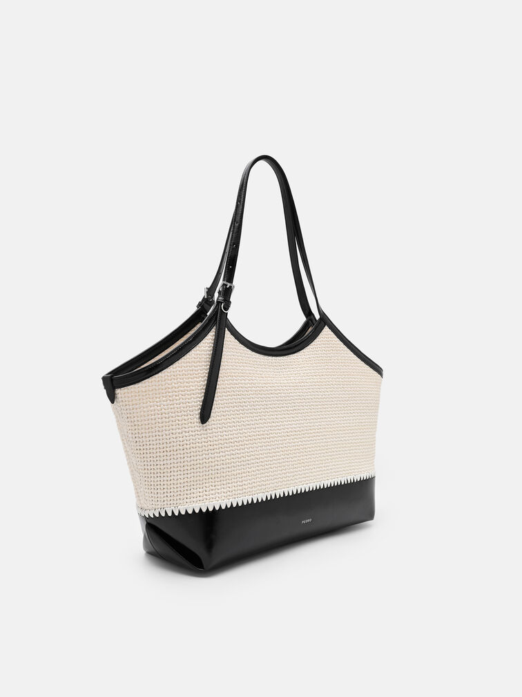 Melka Raffia Oversized Tote Bag, Chalk Raffia