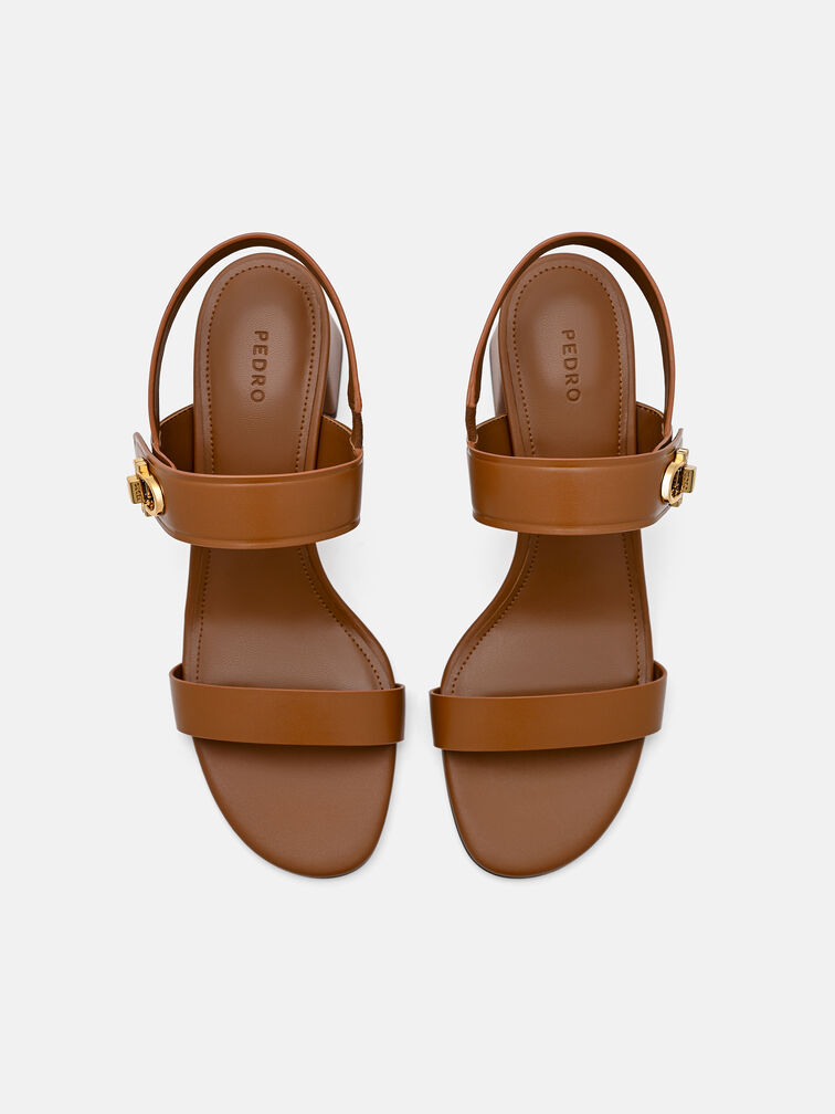 Sienna Leather Heel Sandals, Cognac