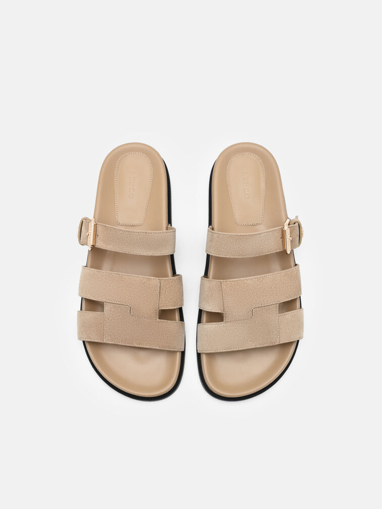 Iza Suede Sandals, Light Taupe